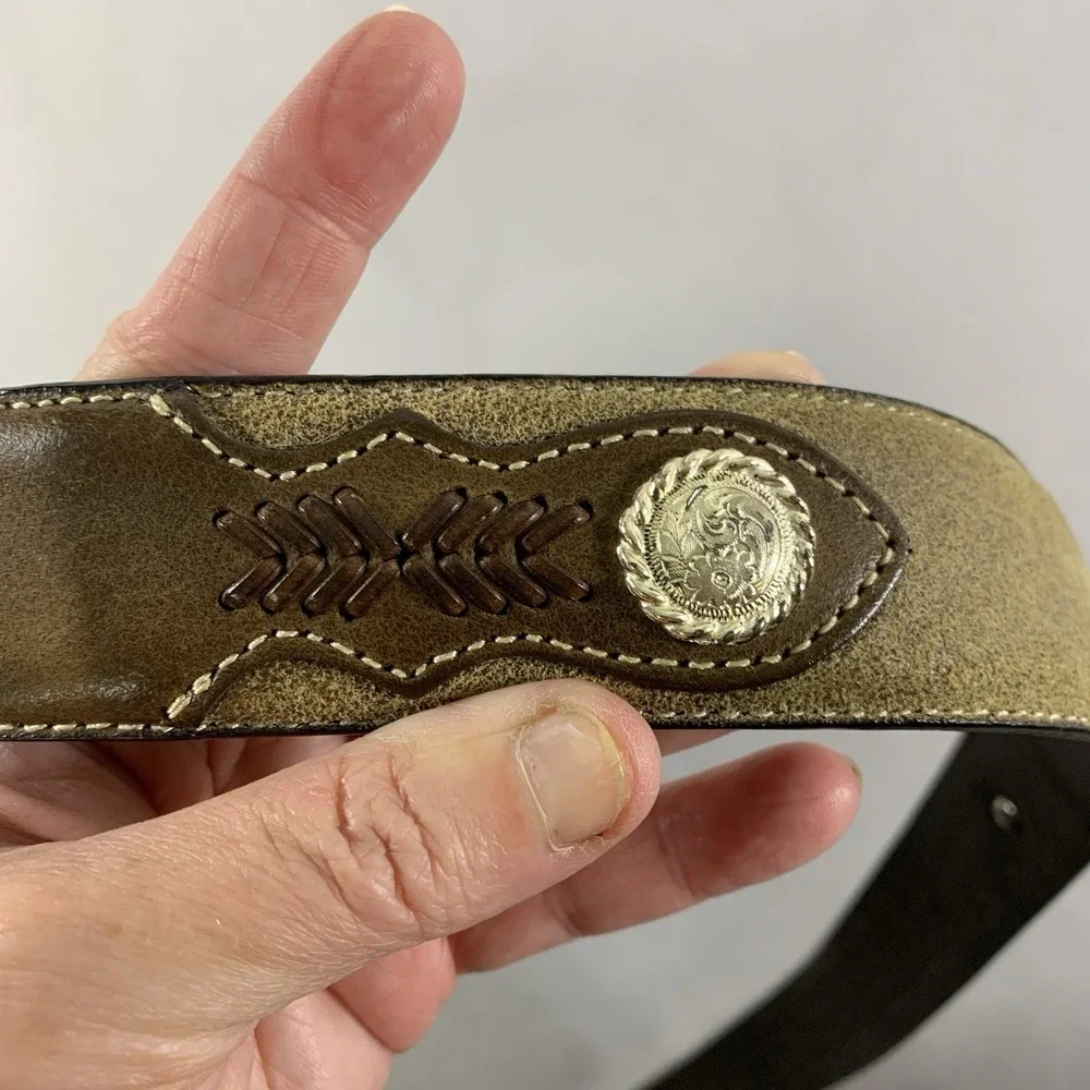 Nocona Mens Genuine Leather Western Concho Belt Size 42 Brown Cowboy Rodeo